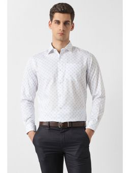Van Heusen - Men White Cotton Full Sleeves Regular Fit Shirt