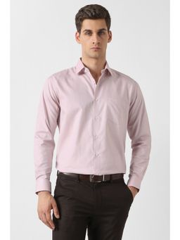 Van Heusen - Men Pink Cotton Full Sleeves Regular Fit Shirt