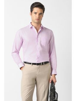 Van Heusen - Men Pink Cotton Full Sleeves Regular Fit Shirt