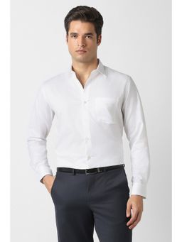Van Heusen - Men White Cotton Full Sleeves Regular Fit Shirt