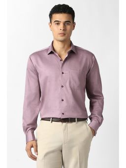 Van Heusen - Men Mauve Cotton Full Sleeves Regular Fit Shirt