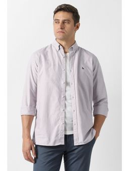 Van Heusen - Men Purple Cotton Full Sleeves Regular Fit Shirt