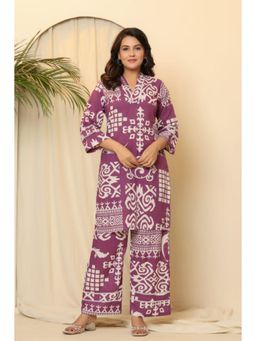 Autumnlane - Hardik Purple printed cotton Co-Ord (Set of 2)