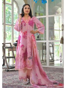 Autumnlane - Lakshita rose printed cotton Kurta Pant and Dupatta (Set of 3)