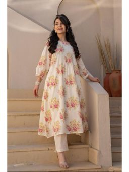 Autumnlane - Manjula Caramel Floral Cotton Kurta Pant (Set of 2)