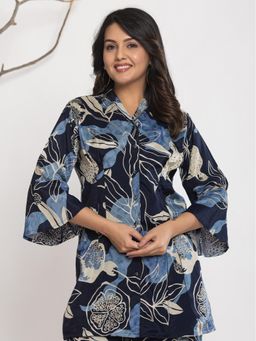 Varanga - Women Floral Printed Front Placket Shirt with Flared Palazzo (Set of 2)