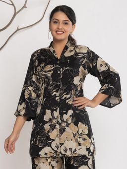 Varanga - Women Floral Printed Front Placket Shirt with Flared Palazzo (Set of 2)