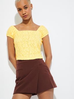 max - Yellow ALAYA F x URB_N Women Lace Crop Top