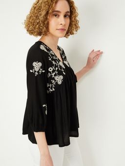 max - Black Women Embroidered Tunic