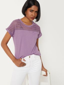 max - Lavender Women Crochet Knit Top