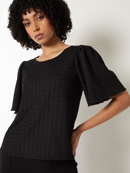 max - Black Women Textured Top