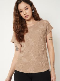 max - Beige Women Floral Patterned Top