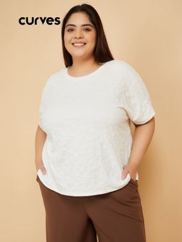 max - Cream Women Solid Textured Top
