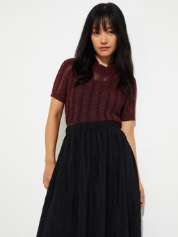 max - Maroon URB_N Women Knit Top