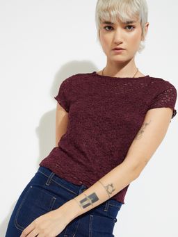 max - Maroon ALAYA F x URB_N Maroon Knit Top with Camisole