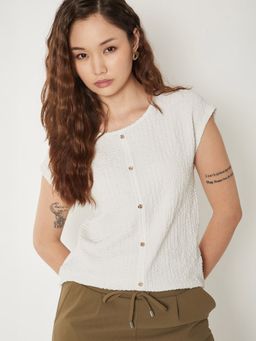 max - Cream Women Textured Top