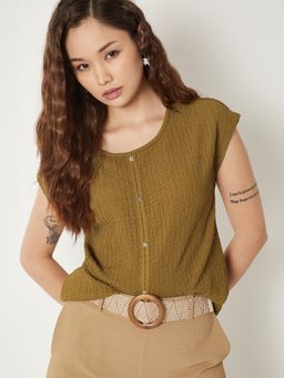 max - Yellow Women Textured Top