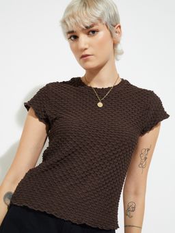 max - Brown ALAYA F x URB_N Women Textured Top