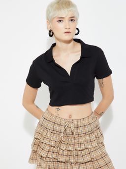 max - Black ALAYA F x URB_N Women Solid Crop Top