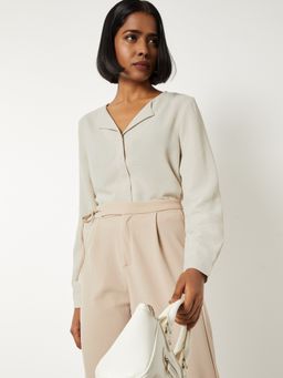 max - Cream Women Textured Shirt