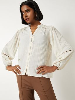 max - Cream Women Textured Top