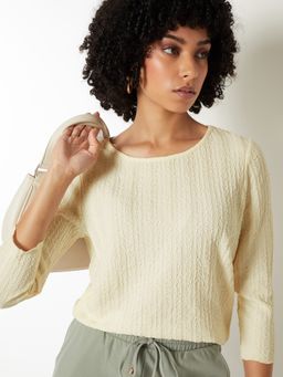 max - Cream Women Textured Top