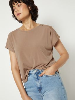 max - Beige Women Solid Top