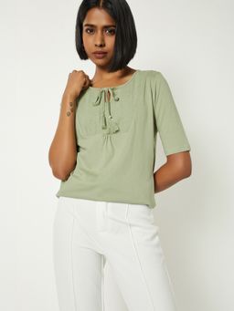 max - Green Women Embroidered Top