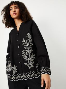 max - Black Women Embroidered Tunic