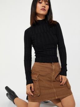 max - Black ALAYA F x URB_N Women Textured Knit Top