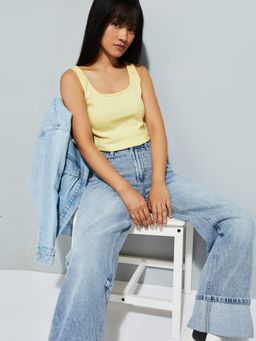 max - Yellow URB_N Women Ribbed Tank Top