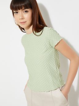 max - Green URB_N Women Textured Crop Top