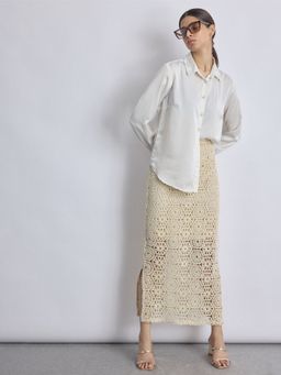 The Label Life - Off White Ivory Crochet Detail Skirt