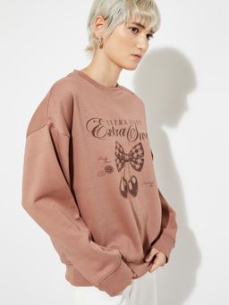 max - Brown ALAYA F x URB_N Women Printed Oversized Sweatshirt
