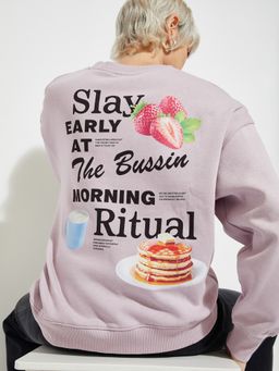 max - Lavender ALAYA F x URB_N Women Printed Oversized Sweatshirt