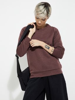 max - Brown ALAYA F x URB_N Women Textured Sweatshirt