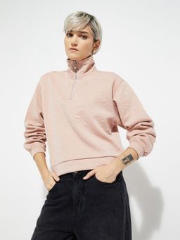 max - Pink ALAYA F x URB_N Women Textured Sweatshirt