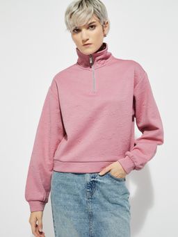 max - Pink ALAYA F x URB_N Women Textured Sweatshirt