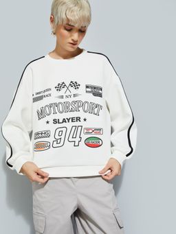 max - Cream ALAYA F x URB_N Women Printed Oversized Sweatshirt
