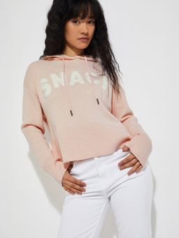 max - Pink URB_N Women Printed Hooded Hoodie