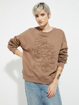 max - Brown ALAYA F x URB_N Women Printed Oversized Sweatshirt