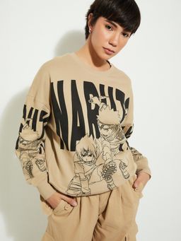 max - Beige URB_N Women Naruto Print Sweatshirt