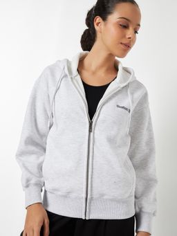 max - Cream Women Heathered Hooded Hoodie