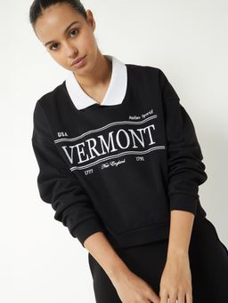 max - Black Women Printed Sweatshirt