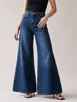 Outzidr - Blue Ultra Wide Flared Jeans