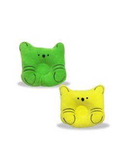 Chinmay Kids - Baby Soft Neck Support Orange and Yellow Cat Face Pillows for Head Shaping (Pack of 2)