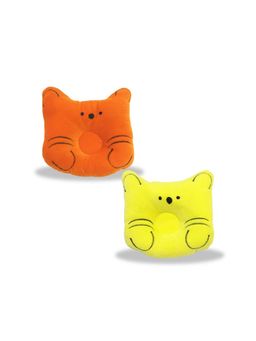 Chinmay Kids - Baby Soft Neck Support Orange and Pink Cat Face Pillows for Head Shaping (Pack of 2)