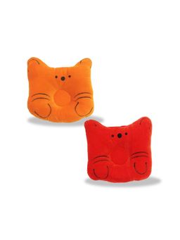 Chinmay Kids - Baby Soft Neck Support Red and Pink Cat Face Pillows for Head Shaping (Pack of 2)