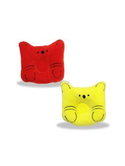 Chinmay Kids - Baby Soft Neck Support Blue and Orange Cat Face Pillows for Head Shaping (Pack of 2)
