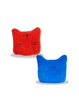Chinmay Kids - Baby Soft Neck Support Blue and Green Cat Face Pillows for Head Shaping (Pack of 2)